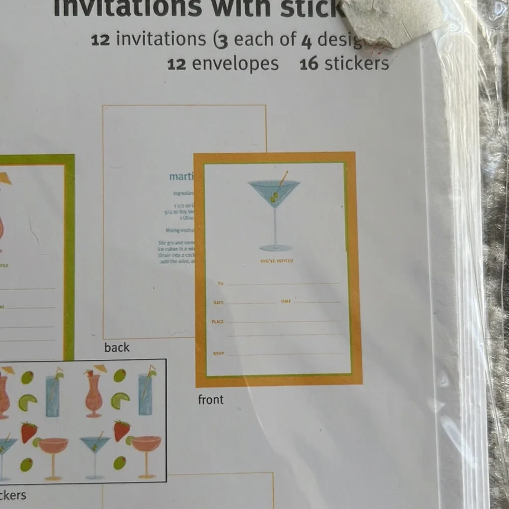 tropical drink party invitations! 4 designs 12 total. Super cute brand new!
